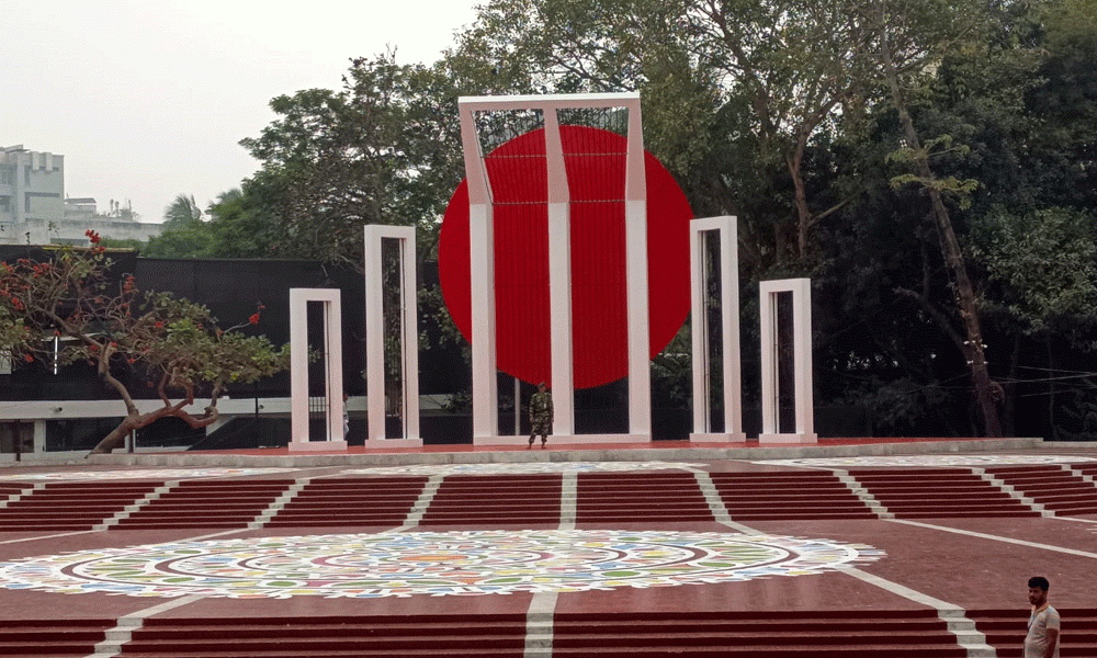 Marking the Amar Ekushey February, the premises of central Shaheed Minar is decorated with colorful painting. The people of Bangladesh are commemorating the gallant individuals of the Language Movement, whose heroic sacrifice in 1952. Photo : Kamrul Islam Ratan