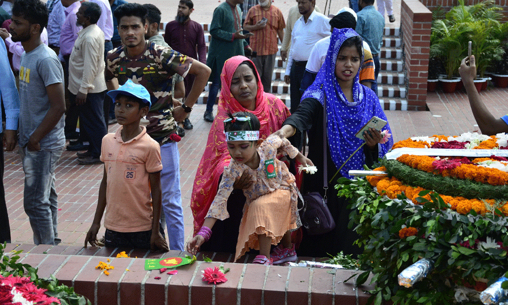Toddlers also come to National Martyrs' Memorial in Savar to celebrate the 54th Independence and National Day. Photo : Muktadir Mokto