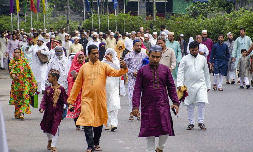 The main Eid jamaat was held at the National Eidgah on the High Court premises. Photo : Muktadir Mokto