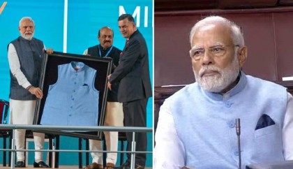 Indian PM Modi wears jacket made of material recycled from plastic bottles