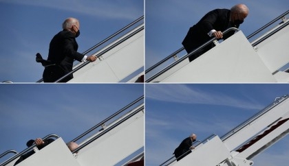 Biden stumbles, falls while boarding Air Force One