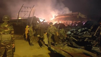 Fire at Sitakunda cotton warehouse under control after around 22 hrs