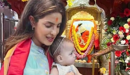 Priyanka takes daughter Malti to visit a temple in Mumbai
