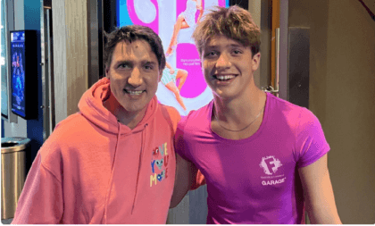 Justin Trudeau and his son see Barbie movie while matching in pink