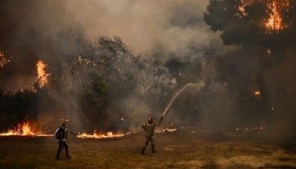Greek firefighters battle major blazes on multiple fronts