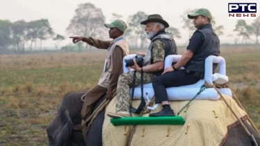 Modi visits UNESCO heritage site in Assam, feeds elephants