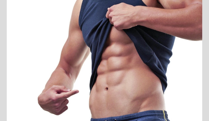 Fake Abs six Pack . Muscular Body. Abdominal Muscles. Cut 