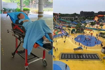 Woman fractures tailbone after going down water slide
