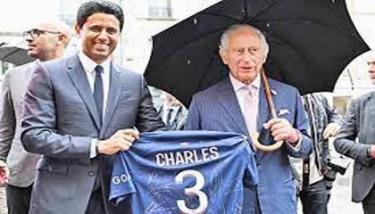 King Charles III given Paris Saint-Germain jersey on visit to France