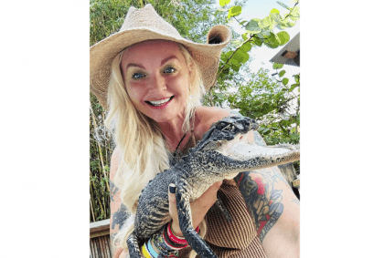 Gator with missing nose and upper jaw finds new home in Florida reptile park