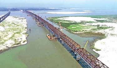 Bangabandhu Railway Bridge becomes fully visible