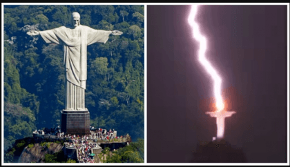 Lightning strikes Brazil's Christ The Redeemer statue