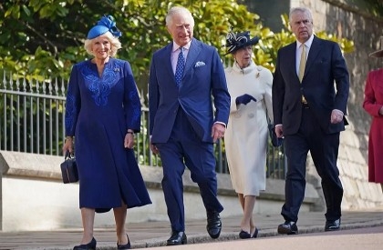King Charles joined by family for first Easter service as monarch