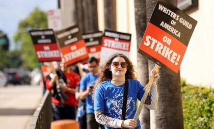 Picket lines in Hollywood as writers go on strike