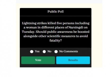 Govt precautions against lightning strikes coincide with Daily Sun poll question 