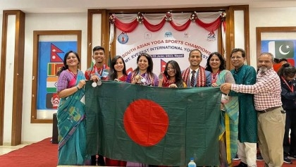 Five Bangladeshis win eight medals in International Yoga Sports Championship