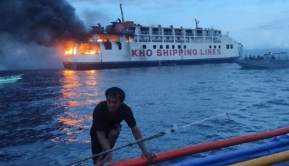 Philippine ferry with 65 passengers catches fire, no casualties