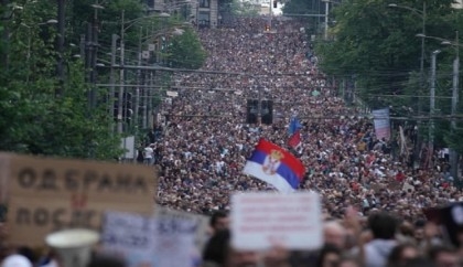 Serbians hold mass protest against government