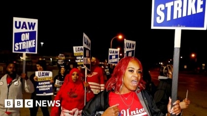 UAW strike: Workers walk out at US motor industry giants