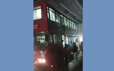 BRTC double-decker bus torched in city’s Uttara